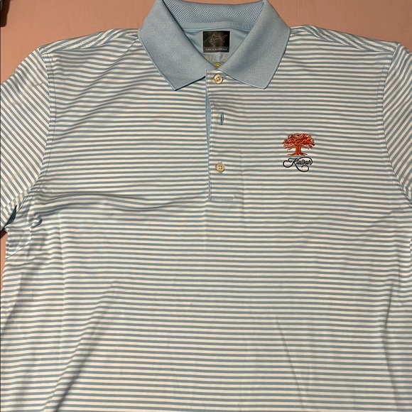 Greg Norman Kiawah Blue Striped Men's Polo Shirt Large - Picture 1 of 5